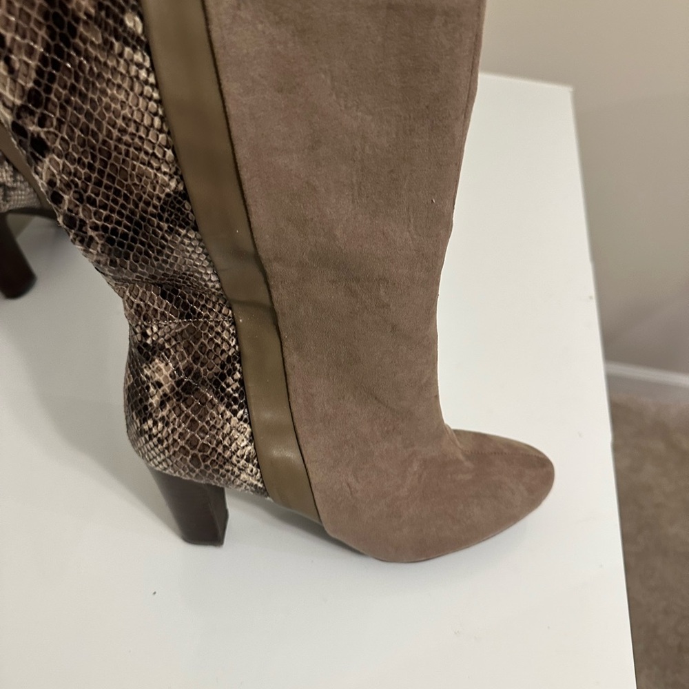 Cosmopolitan Brown and Tan Heeled Boots